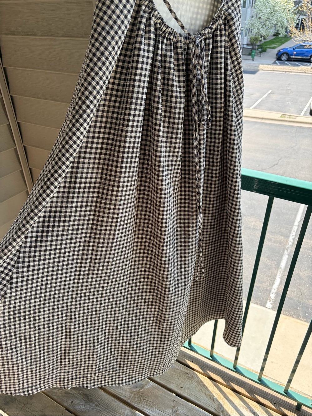 🆕 🏁Gianni Bini Gingham Maxi Dress Black White Tie Waist Casual Size 6 Sundress - Picture 7 of 17